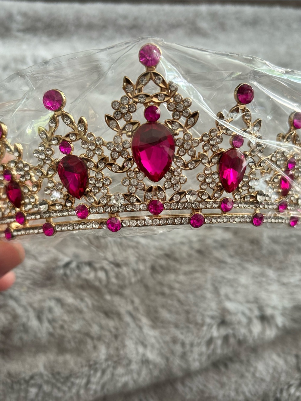 4/$100 Gold-Tone Pink Crystal Tiara Crown - Women Accessories